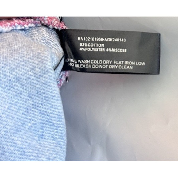 Y2K Pink Denim Mini Skirt Rhinestone Belt Paw Charm Distressed Size S - Picture 7 of 7